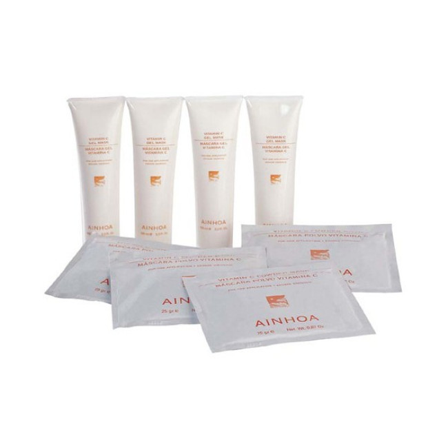 Ainhoa Vitamin C Plastic Mask 4 pieces and 100ml Ainhoa Vitamin C Plastic Mask 4 pieces and 100ml